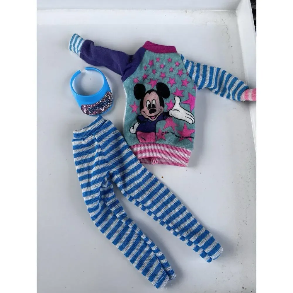 Vintage Disney Mickey Mouse Barbie Doll Clothes Outfit & Visor 80's 90's